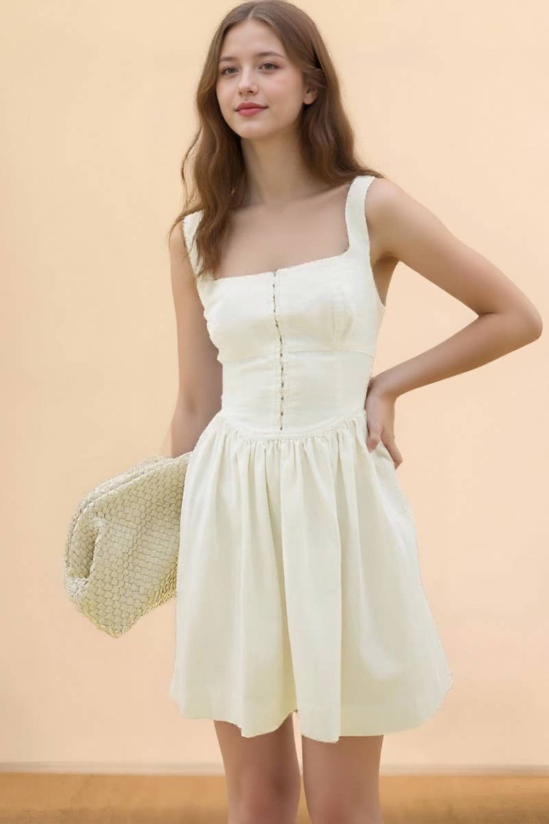 CWDSD8885_SOLID COLOR BUTTON TRIM CAMI MINI DRESS