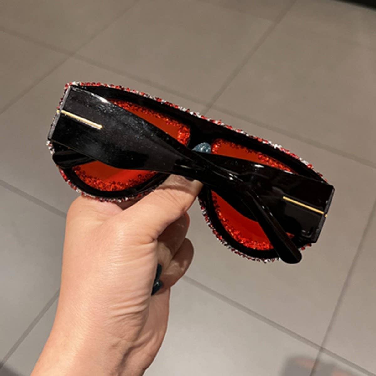 T-FRAME DIAMOND-STUDDED SUNGLASSES