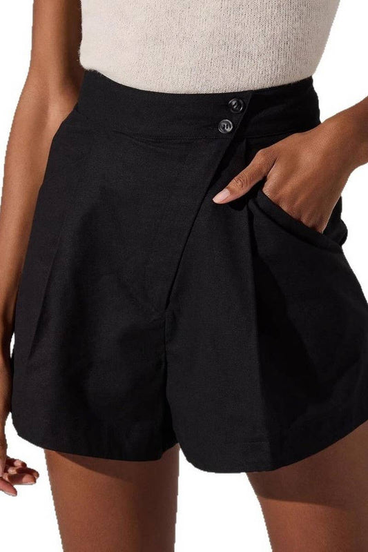 CWBSP0606_CASUAL HIGH RISE POCKETED WIDE LEG SHORTS