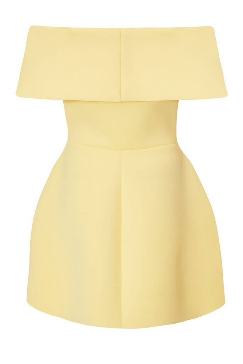 CWDSD8891_SOLID OFF SHOULDER FITTED ELEGANT DRESS