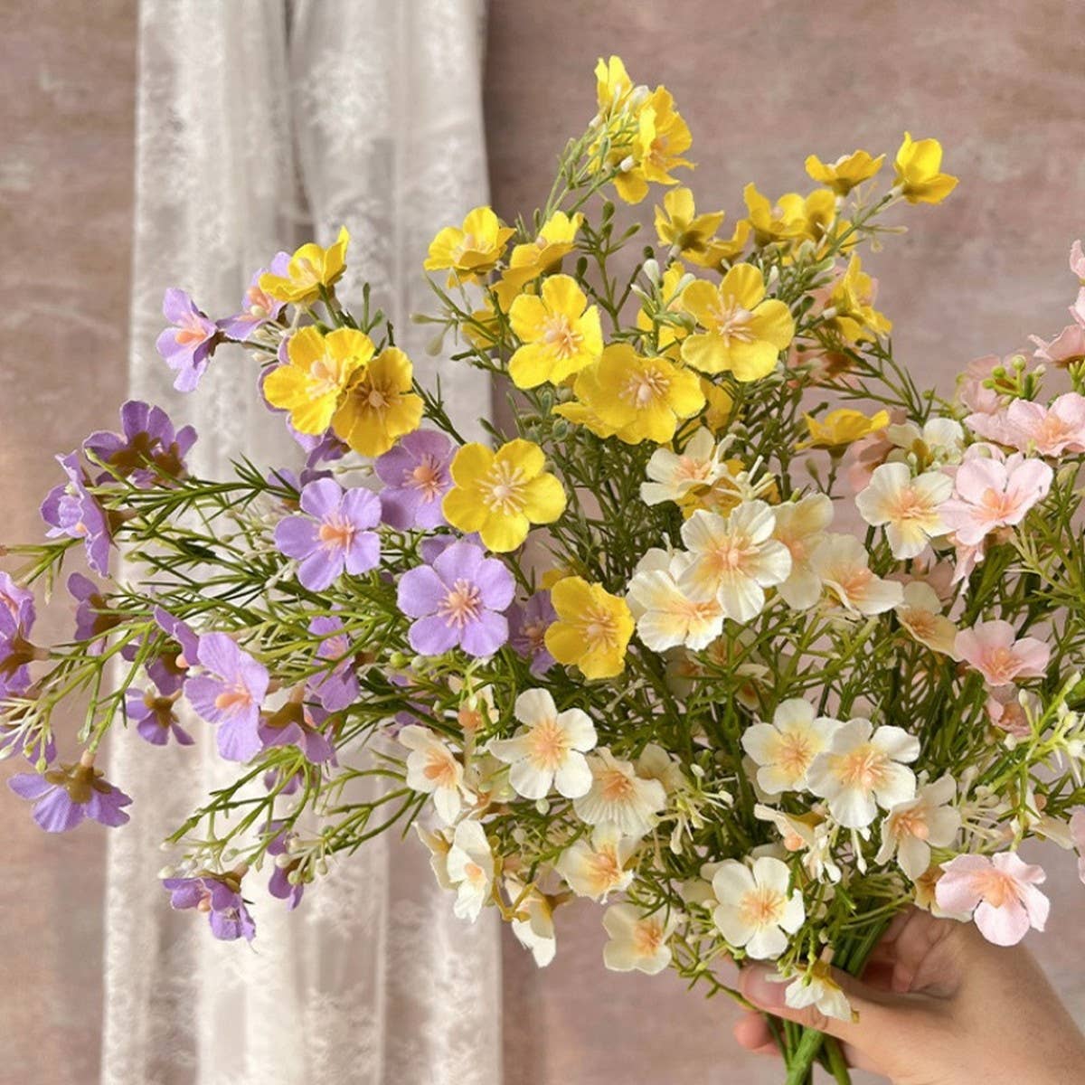 Colorful Gypsophila Spray with 6 Branches Faux