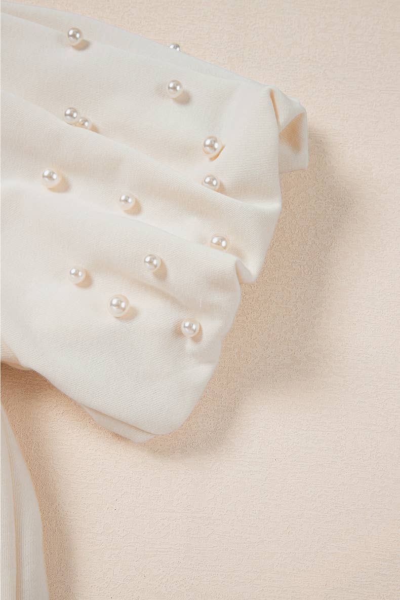 Stylish crew neck studded bubble sleeve pullover