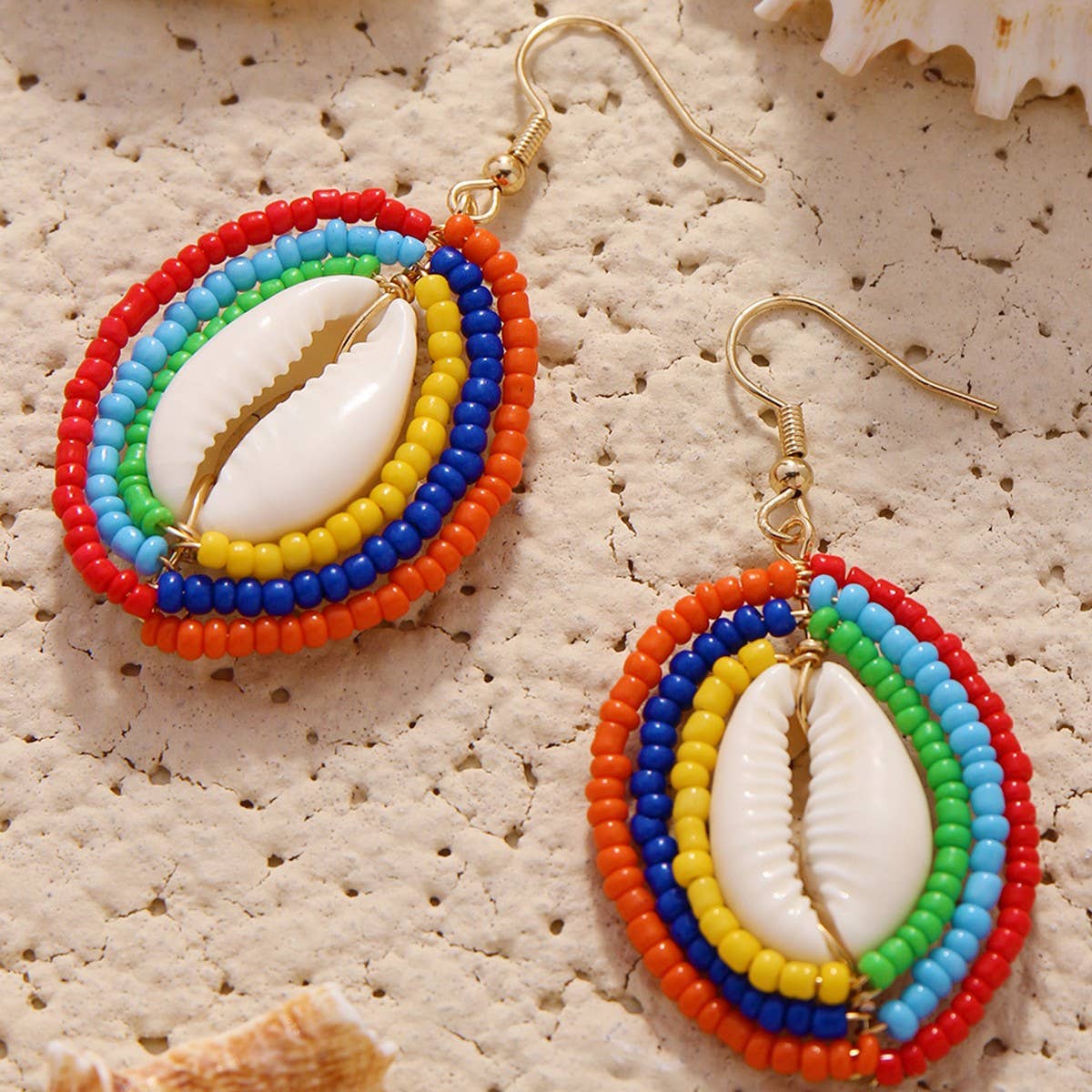 NEW SHELL BEADED PENDANT EARRINGS