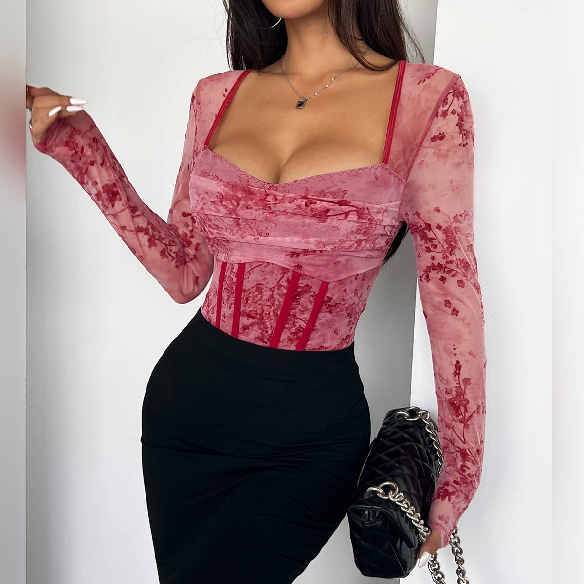 STREET FISHBONE LONG-SLEEVED SEXY HOT GIRL JUMPSUIT_CWMM4644