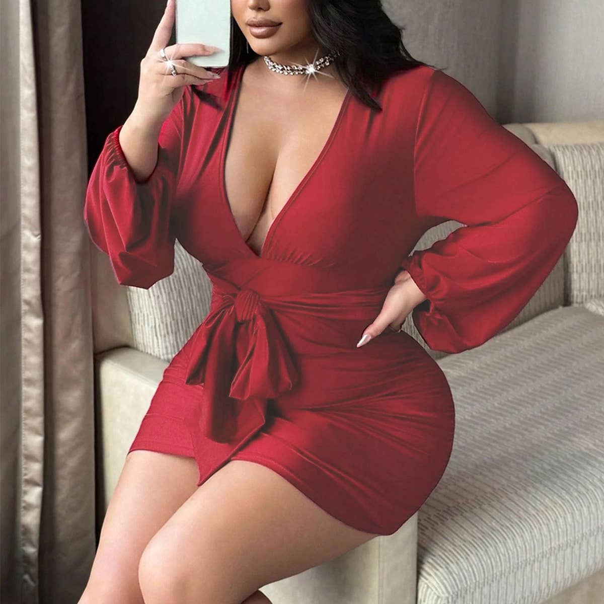 Sexy V-Neck Bodycon Dress ? Elegant Mini Look