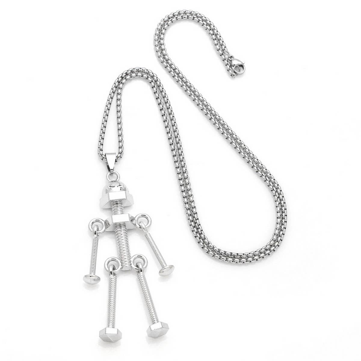 SCREW ROBOT PENDANT FASHION NECKLACE