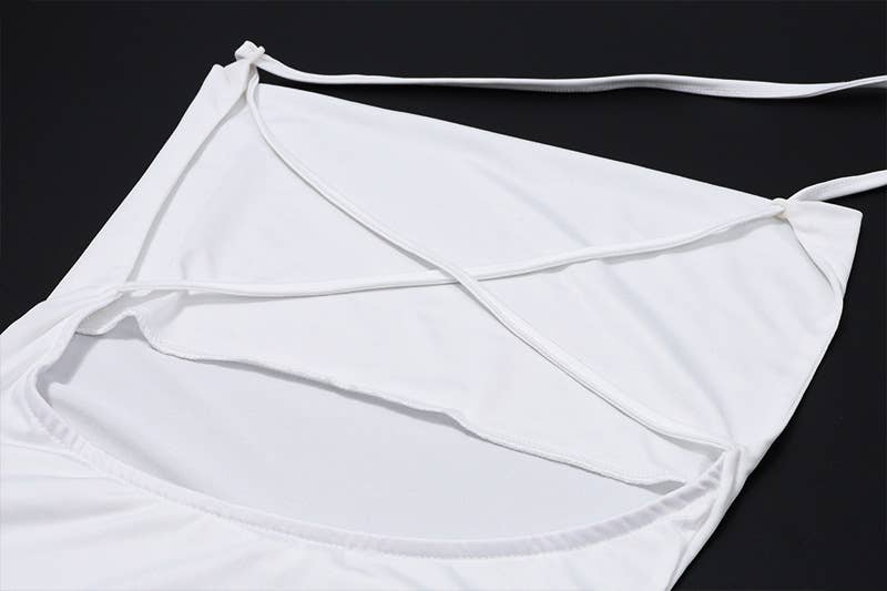 Sexy Backless V-neck Floral Belted Bodycon Dress