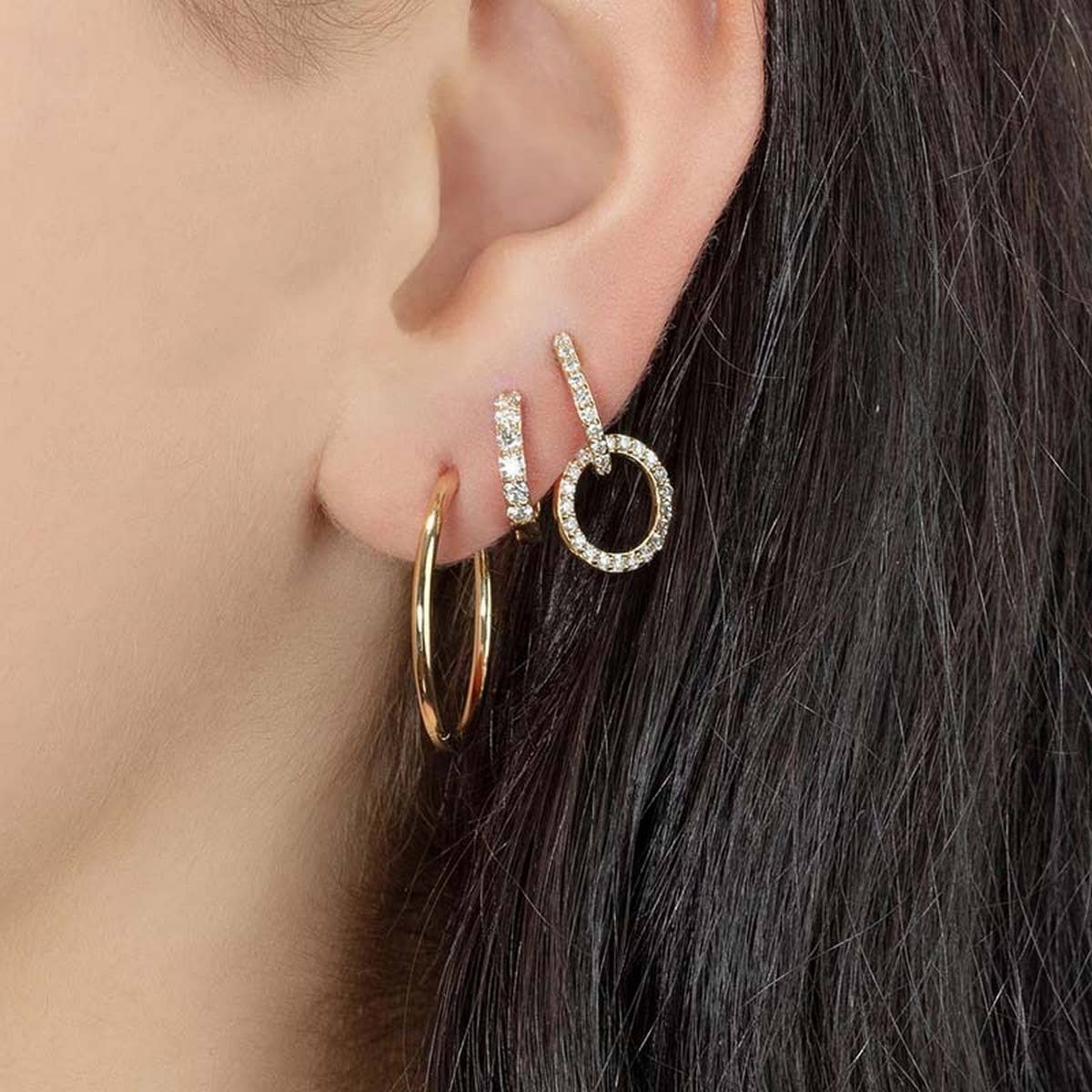 TEMPERAMENT GEOMETRIC DOUBLE HOOP EARRINGS