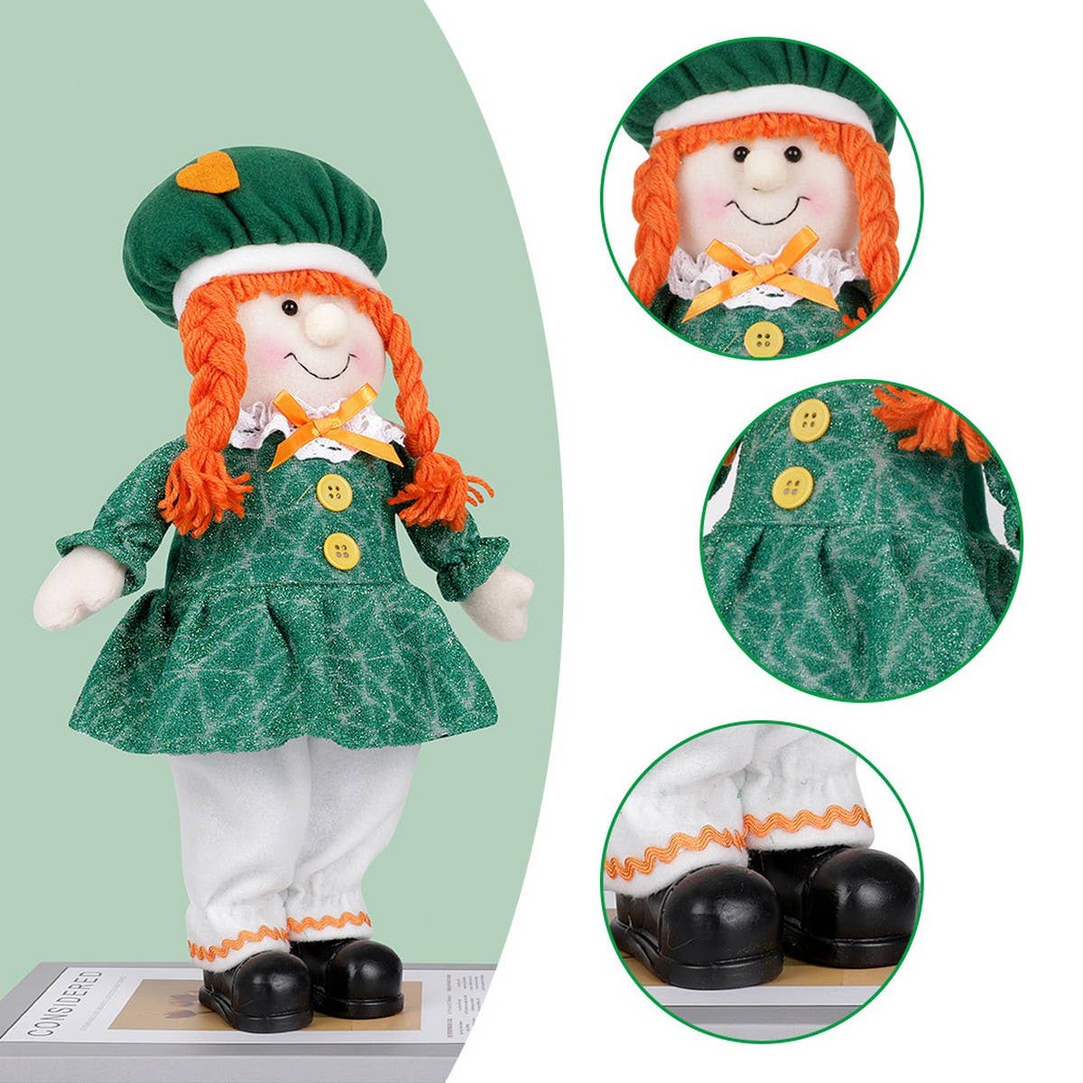 ST. PATRICK GIRL DOLL GIFT STANDING FIGUREORNAMENTS_CWMM3450