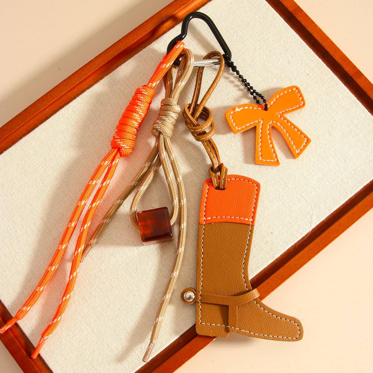 Western Horse Keychain with Beads & Bow