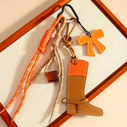 Western Horse Keychain with Beads & Bow