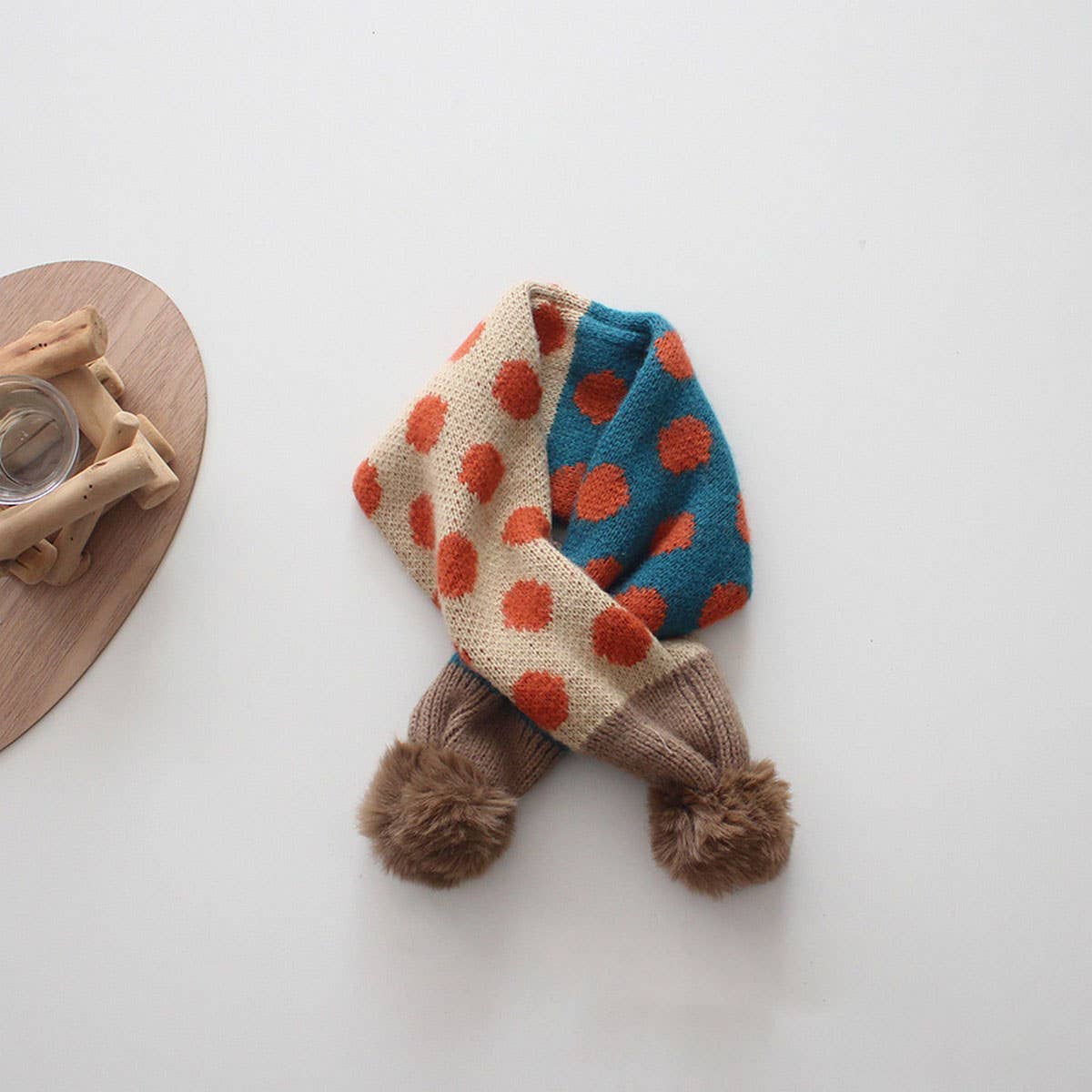 Colorful Polka Dot Knitted Scarf - Kids Neck Scarf