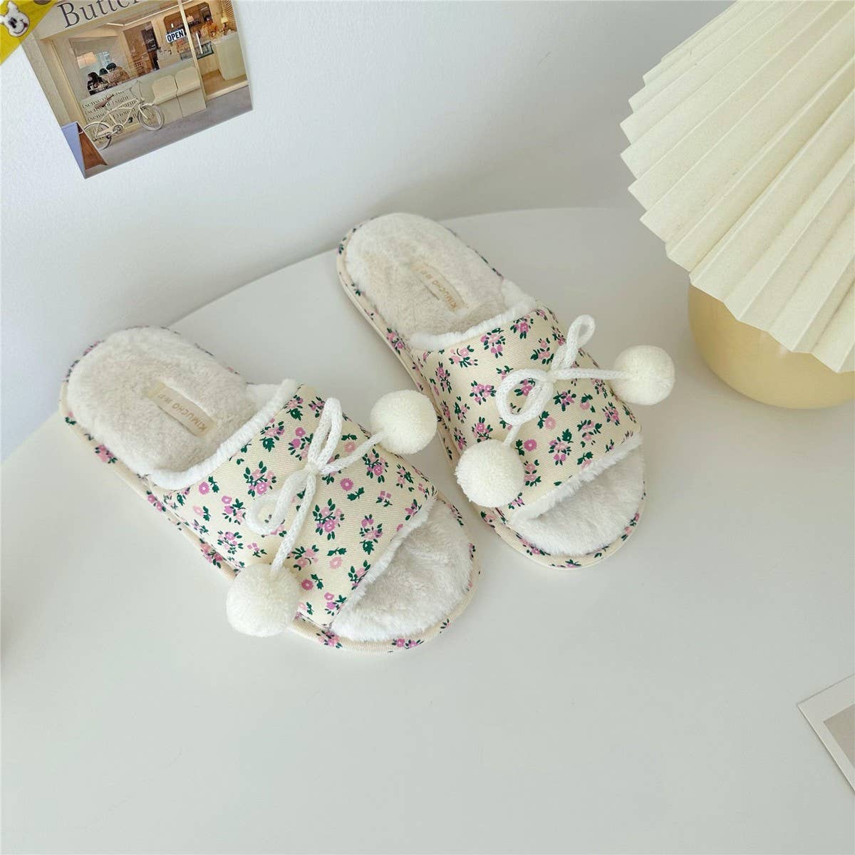 WINTER PLUSH OPEN TOE HOUSE SLIPPERS HOUSE SHOES