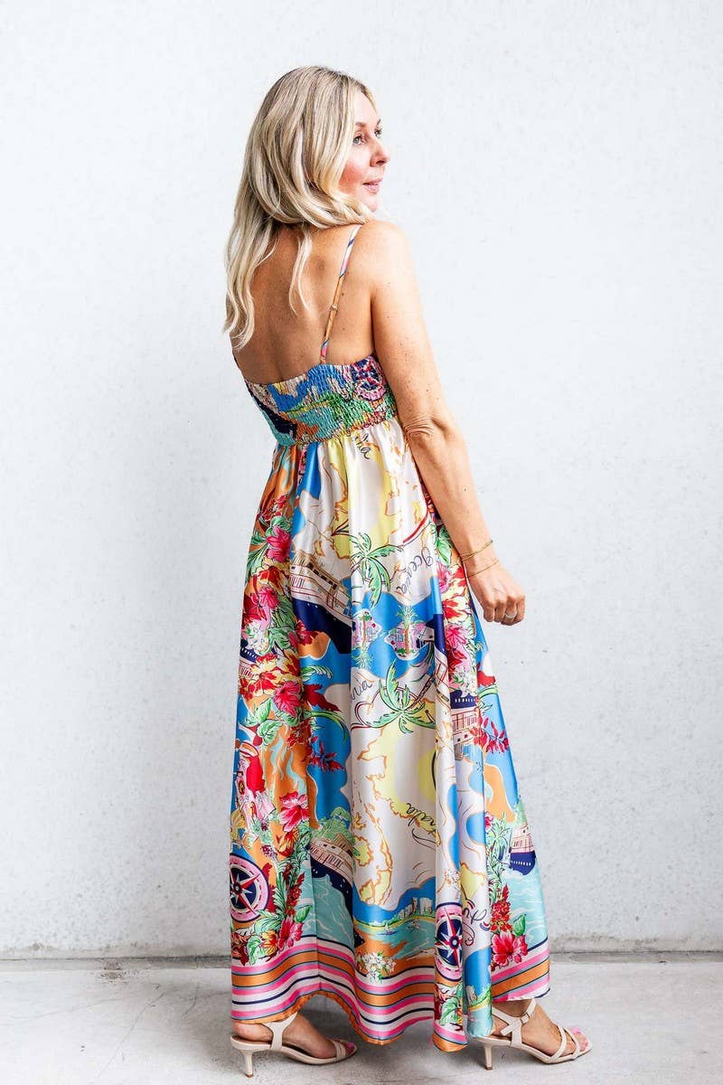 CWDMD5151_PRINTED HOLIDAY STYLE SUSPENDER DRESS