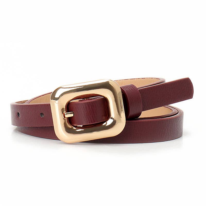 Simple alloy square buckle women's belt