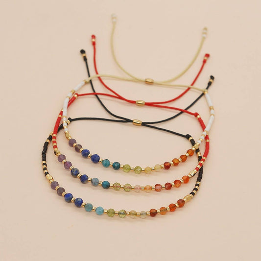 COLORFUL GRADIENT NATURAL STONE RICE BEAD BRACELET