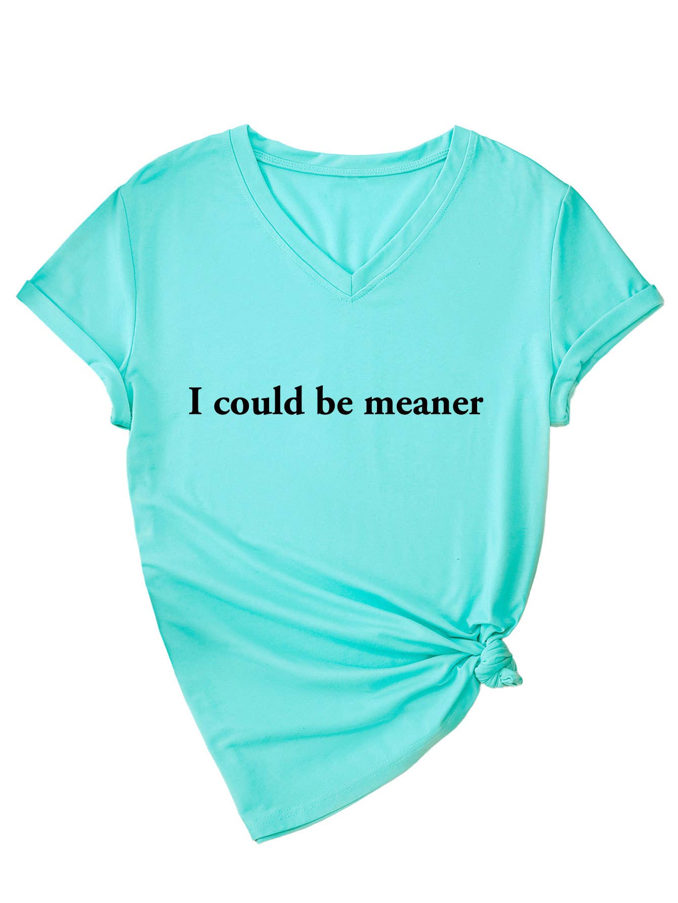 Simple letter print V-neck short-sleeved Top