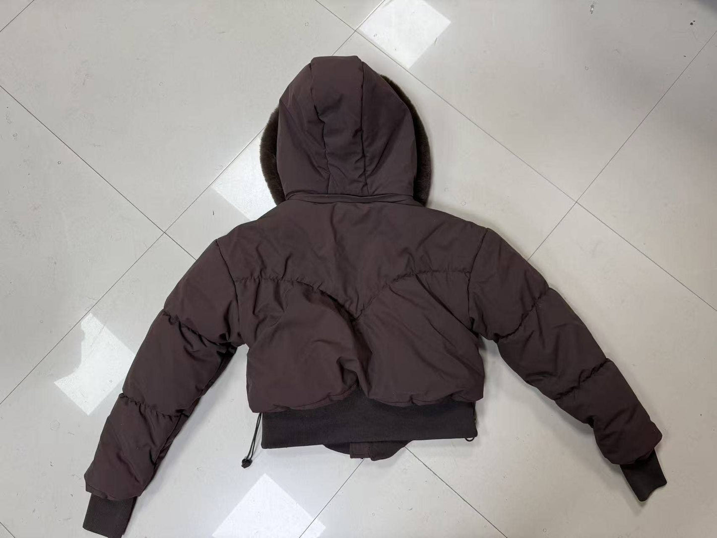 Thick cotton-padded jacket with a cinched waist