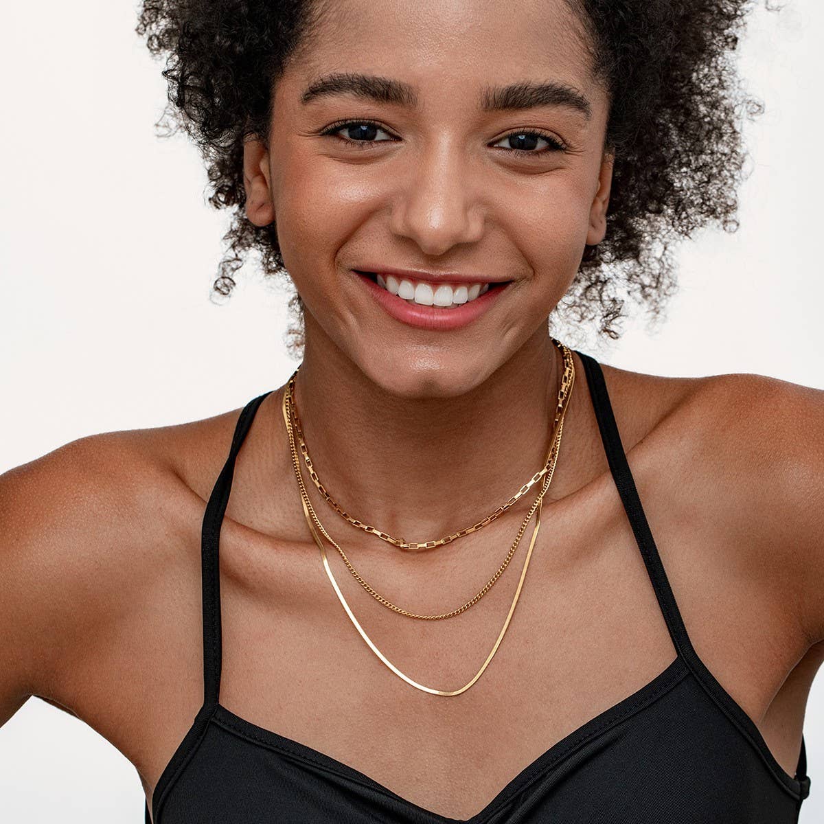 FASHIONABLE 18K GOLD PLATED THREE-LAYER NECKLACE_CWMM3629