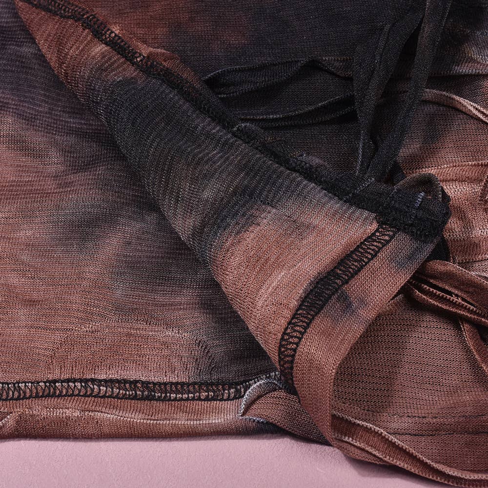 SEXY TIE-DYE FRINGE BEGGAR DRESS WITH SLIT