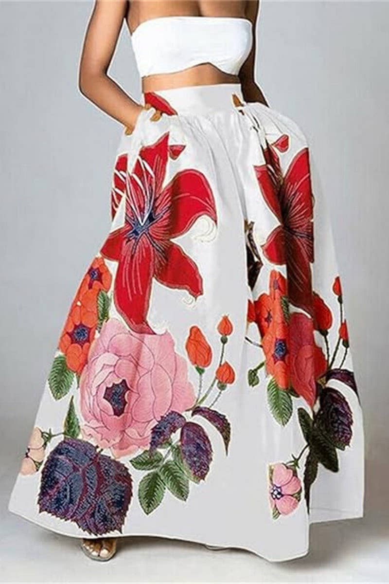 CWBLS0663_LOOSE HIGH WAIST HOLIDAY FLARED POCKET SKIRT