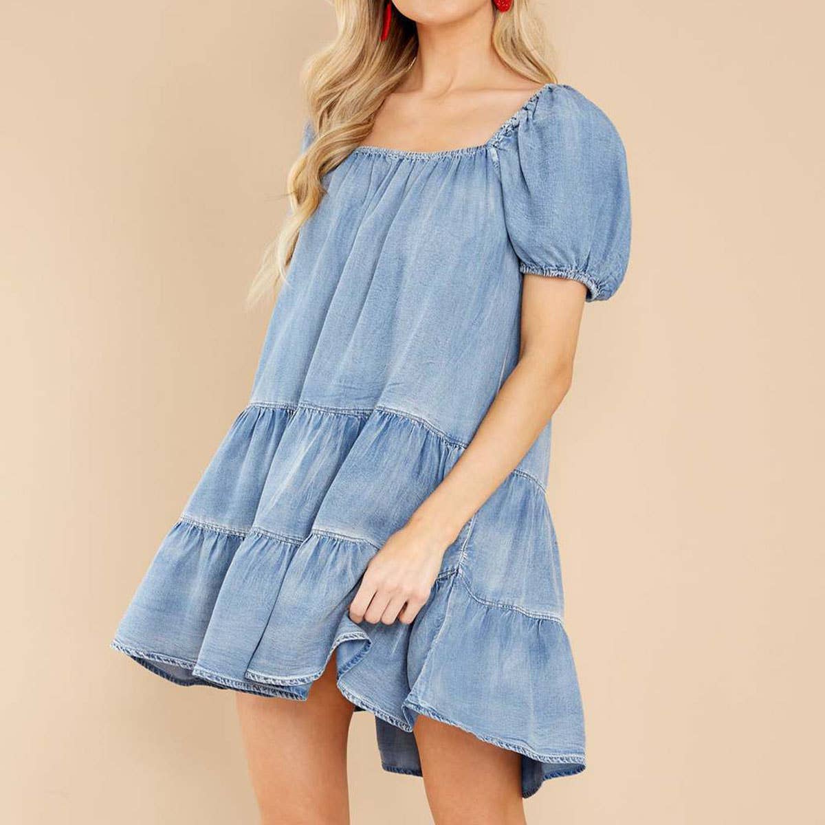 Fashion Loose Short Sleeve Denim Cake Dress