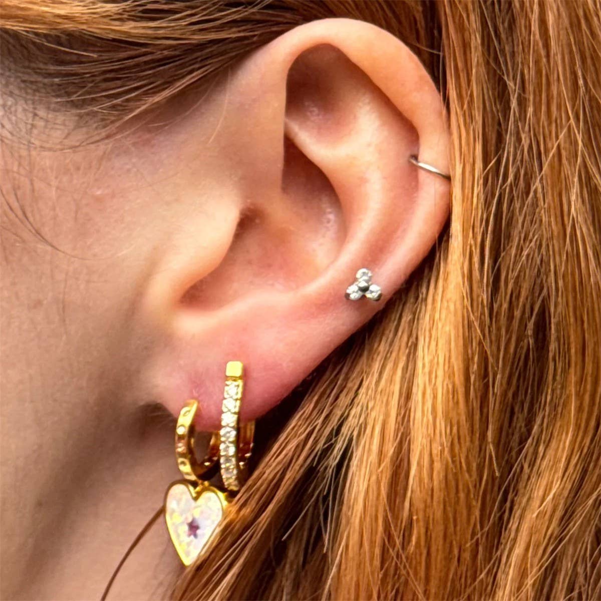 Dopamine Heart Opal Star Crystal Sweet Earrings