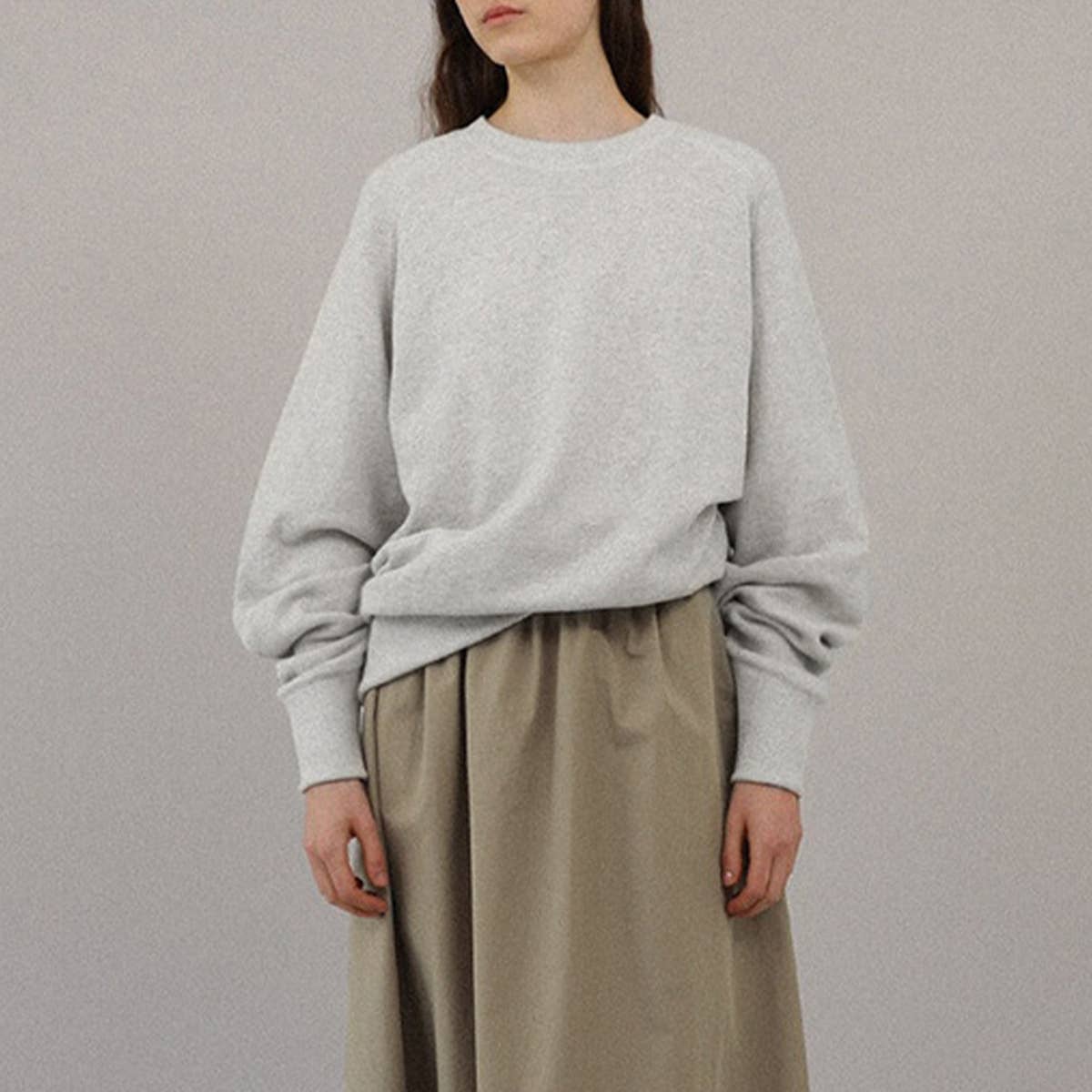 SOLID COLOR LOOSE PULLOVER CREW-NECK HOODIE