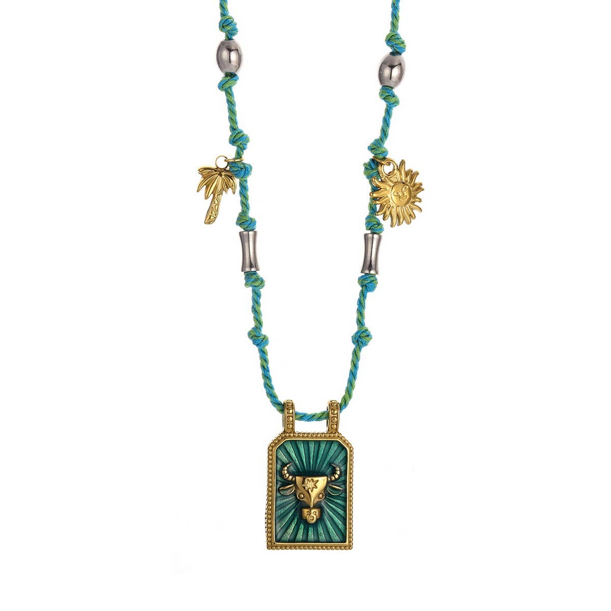 Handmade Zodiac Rope Necklace with Ocean Charms