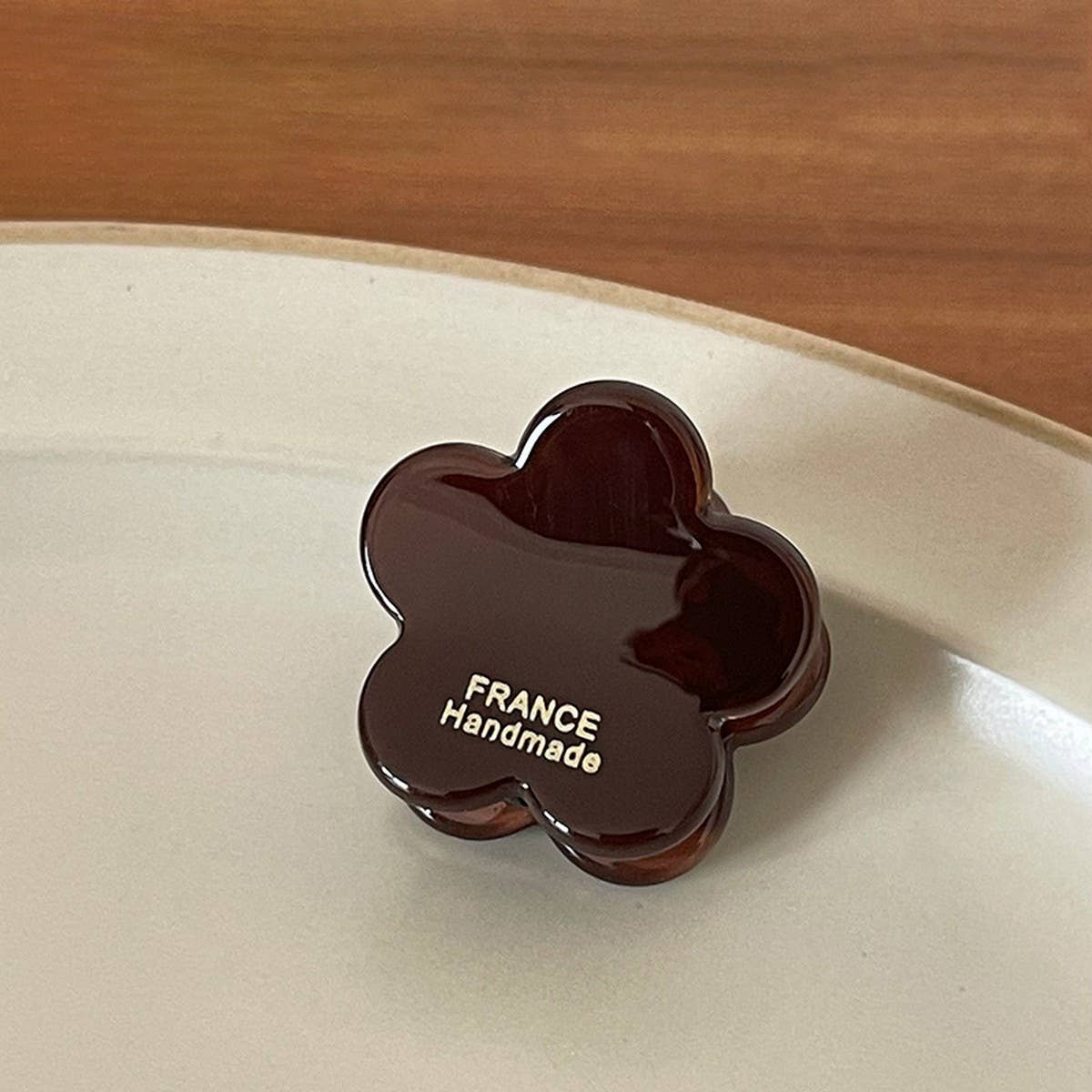 Ink Brown Floral Mini Hair Claw - Retro Bang Clip