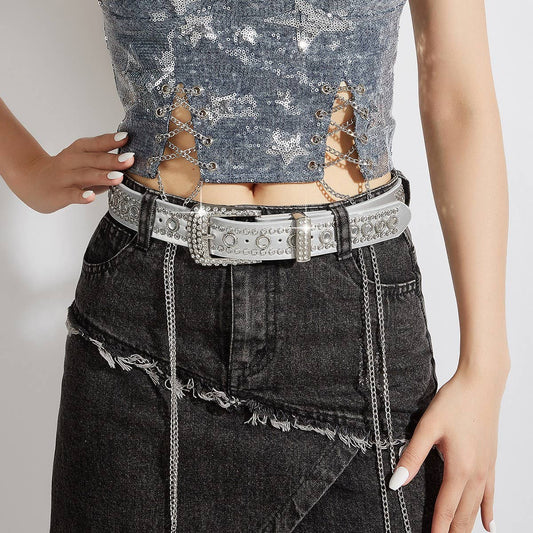 CWABE0564_PUNK STYLE STUDDED RHINESTONE BELT