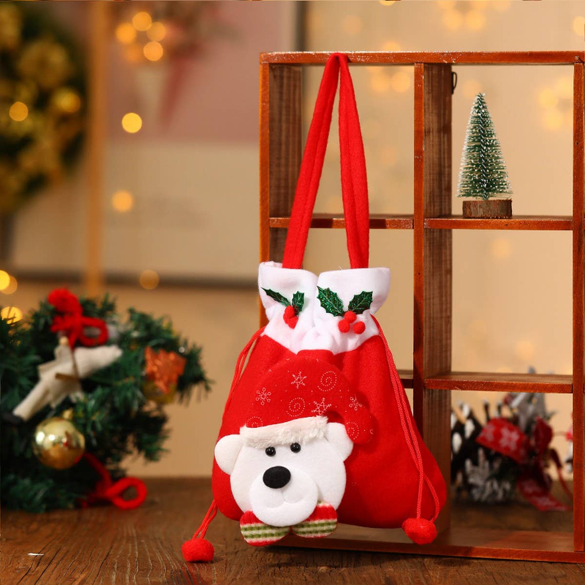 CHRISTMAS BRUSHED CLOTH CANDY TOTE BAG GIFT BAG