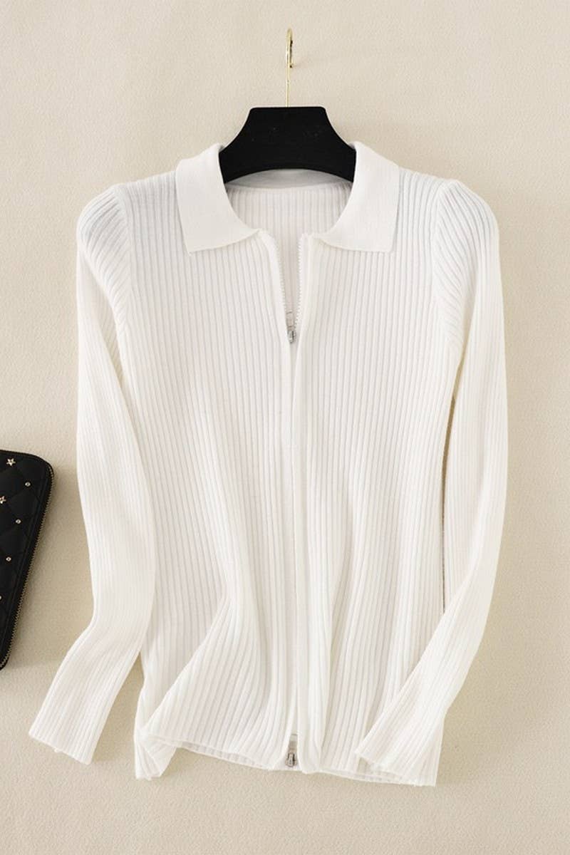 CWOSWL07283_SOLID SLIM KNIT LONG SLEEVE POLO TOP