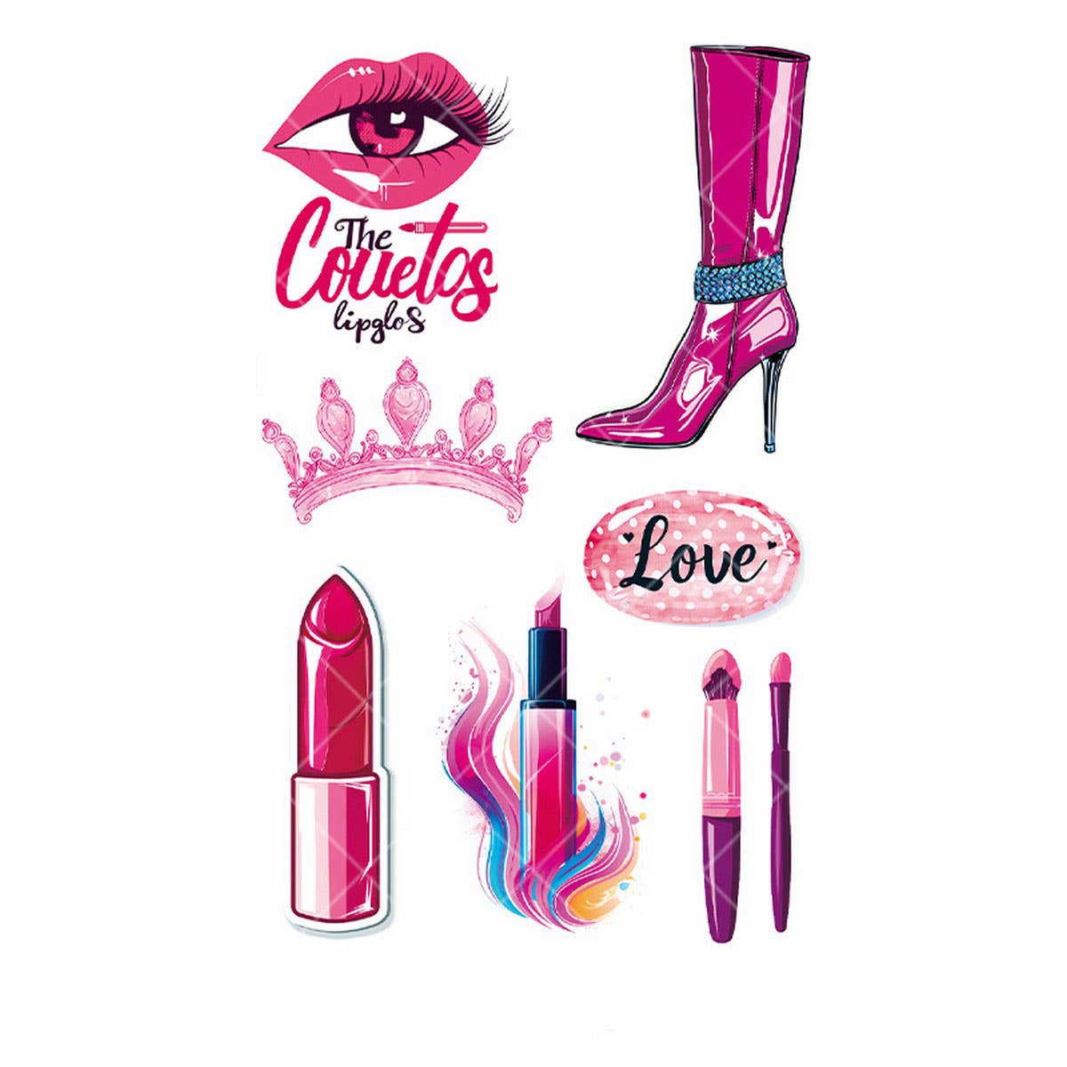 Pink Guitar Girl Tattoos ??Waterproof Kids Party_CWMM8382