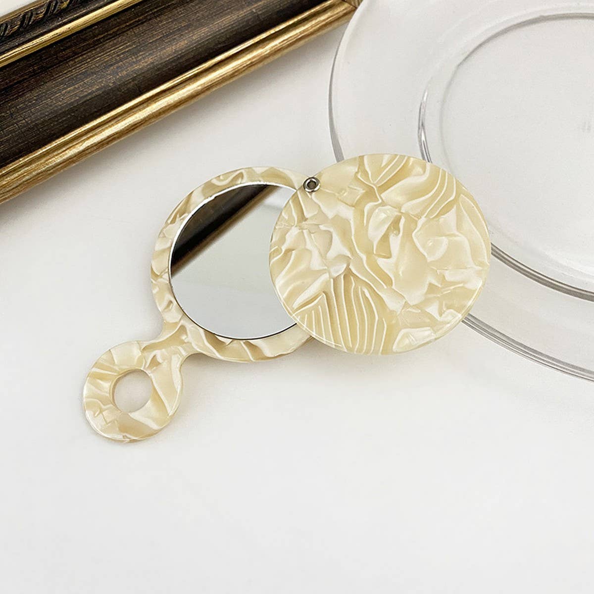 Portable Handheld Round Mirror, Cute Makeup Mirror_CWMM6387