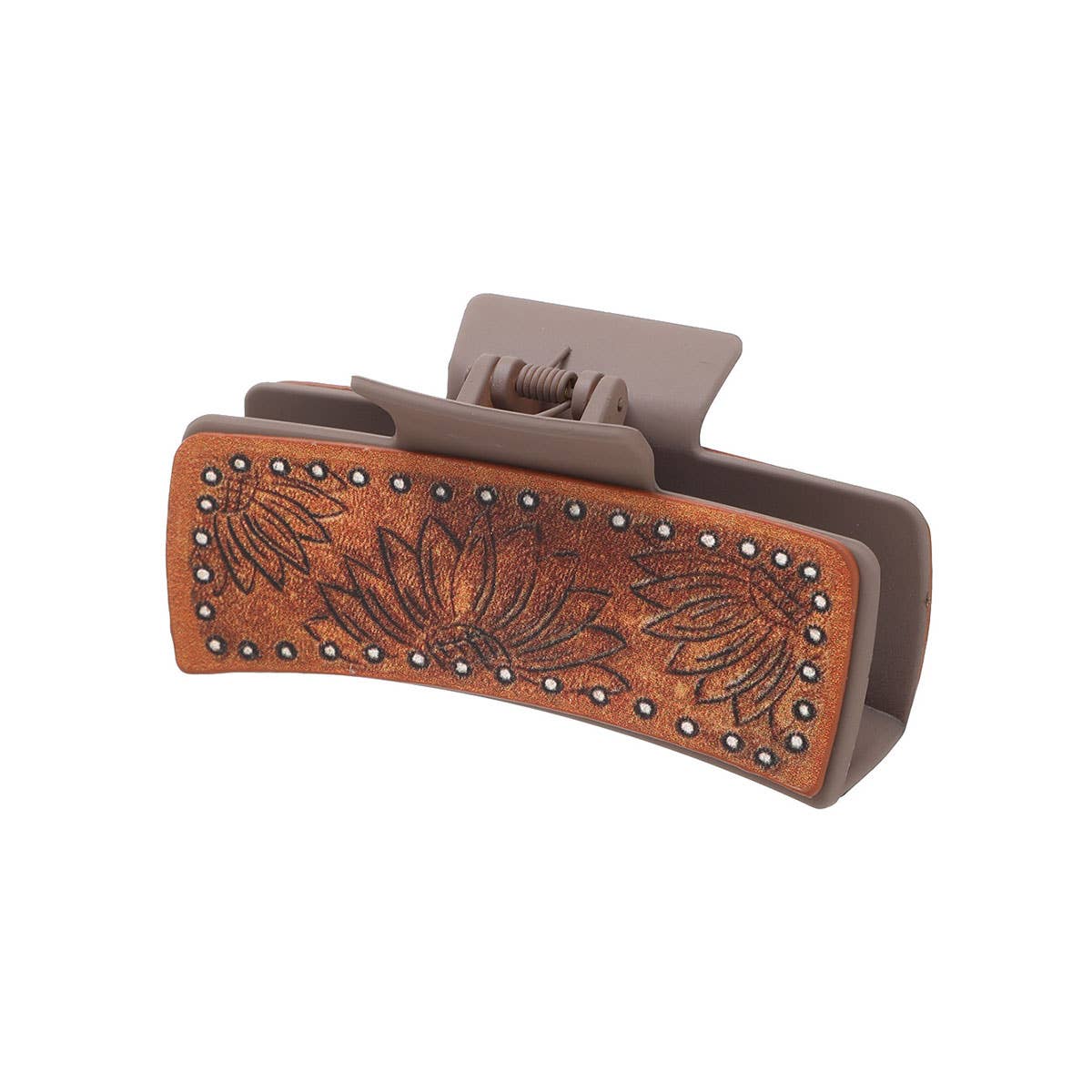 LEATHER SUNFLOWER PATTERN WESTERN HAIR CLAW CLIPS