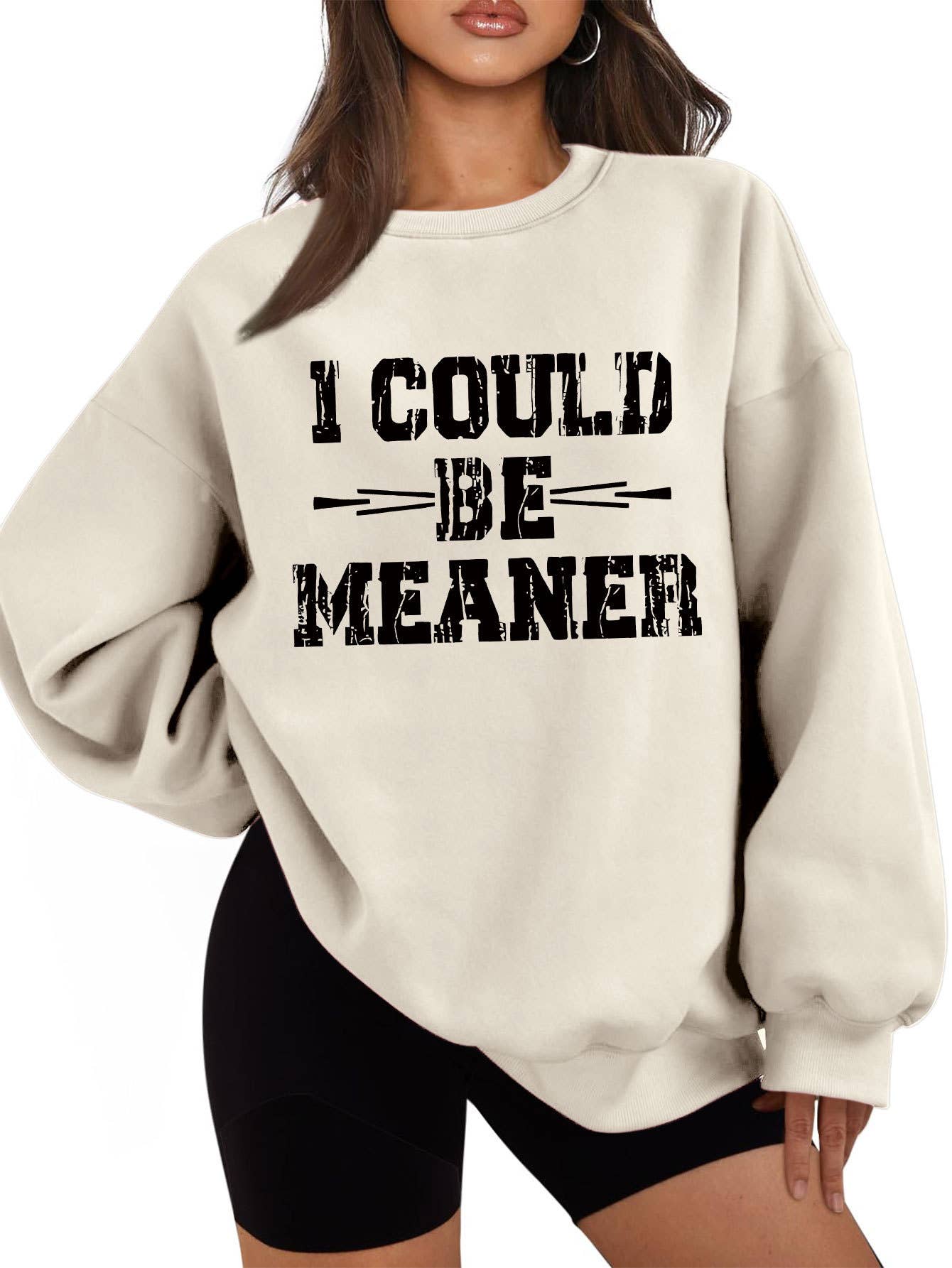 I could be meaner printed thickened warm hoodie