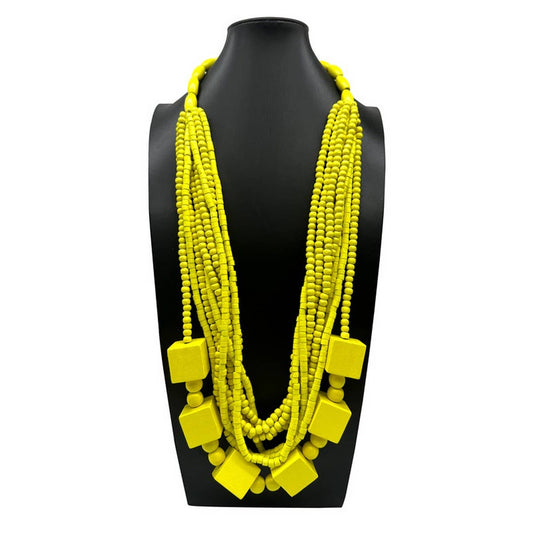 WOODEN BEADS WOOD GEOMETRIC NECKLACE_CWMM4956