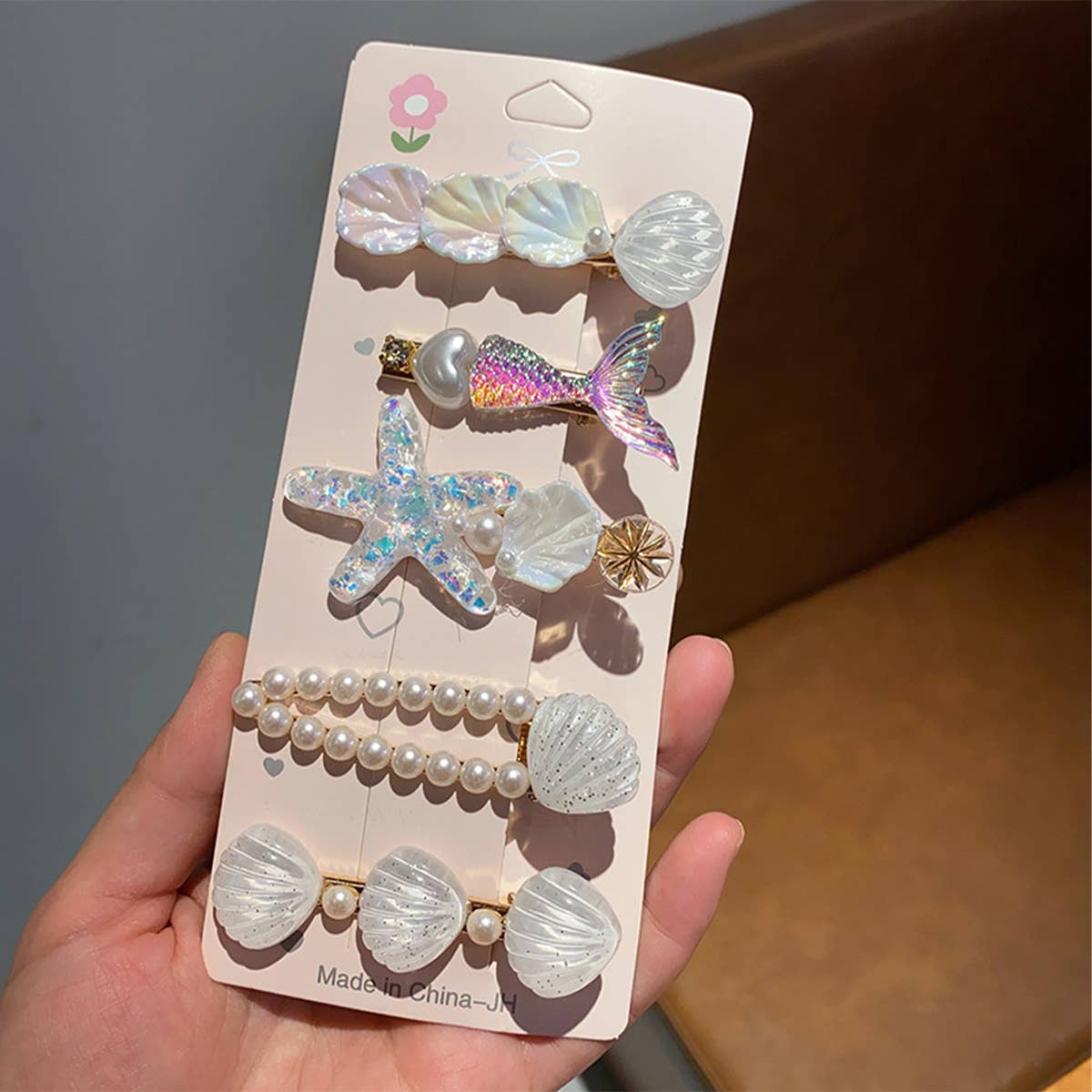 Starfish shell hair clip Liu seaside clip girl hair accessor