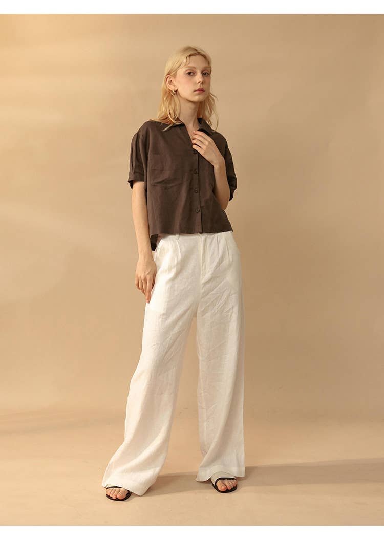 High-end and versatile linen straight-leg pants