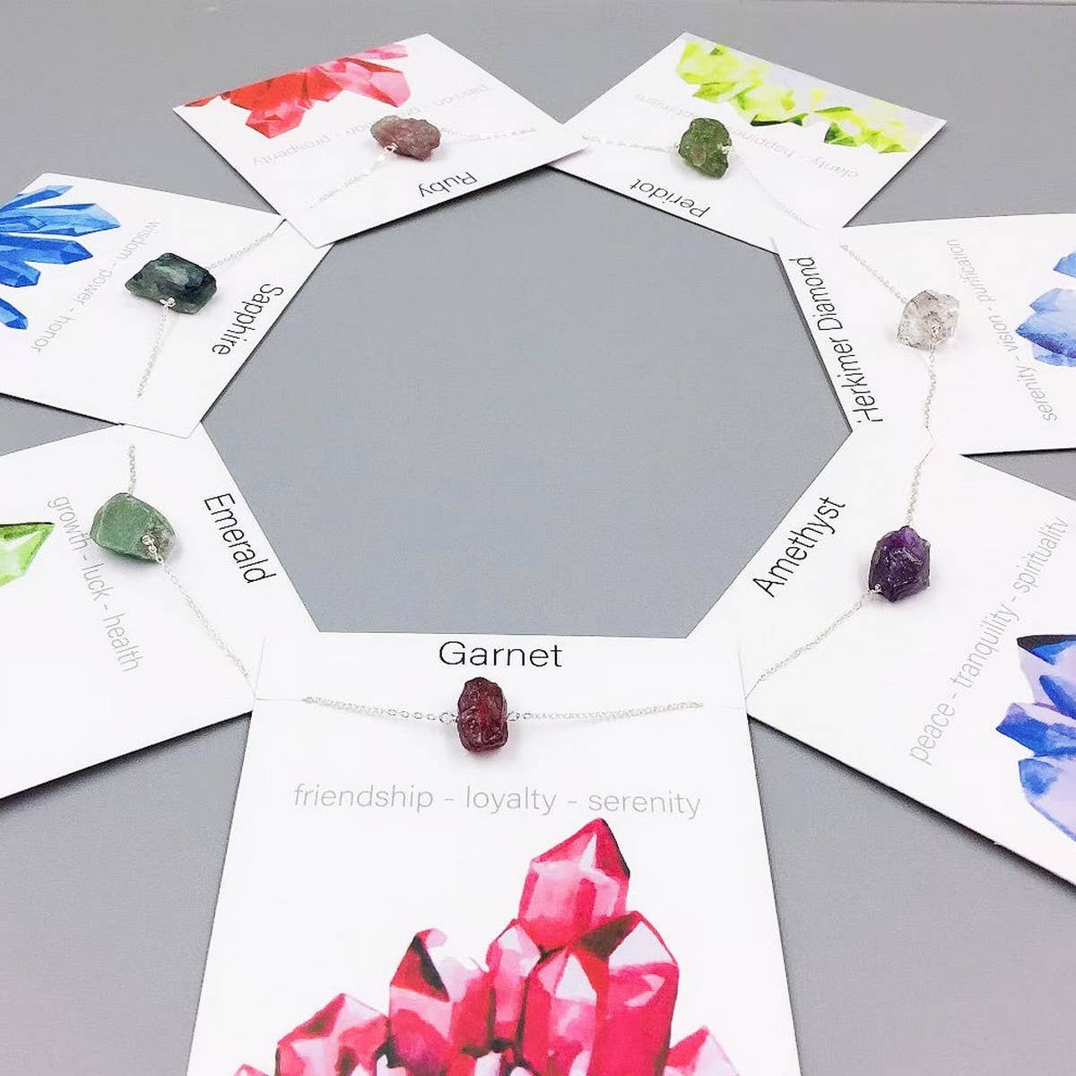 NATURAL CRYSTAL PENDANT NECKLACE WITH CARD