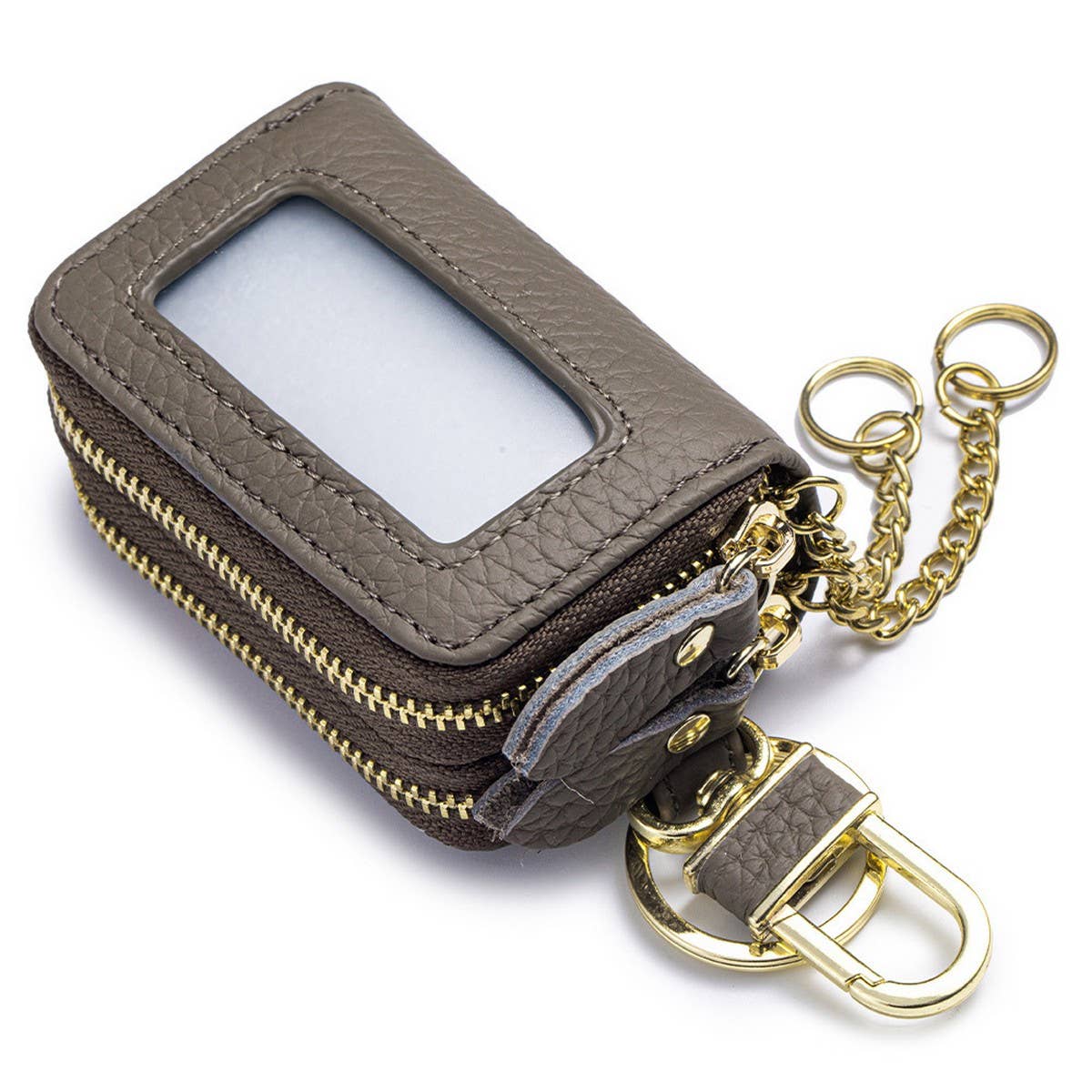 Women¡¯s Leather Key Pouch ? Double Zipper Bag_CUAB00385