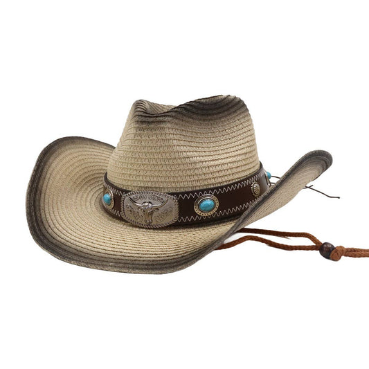 Unisex Spray-Painted Western Cowboy Beach Hat_CWAH04488