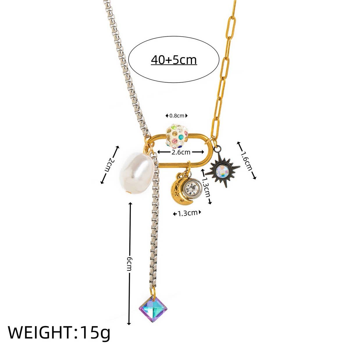 Women's creative star and moon stitching necklace