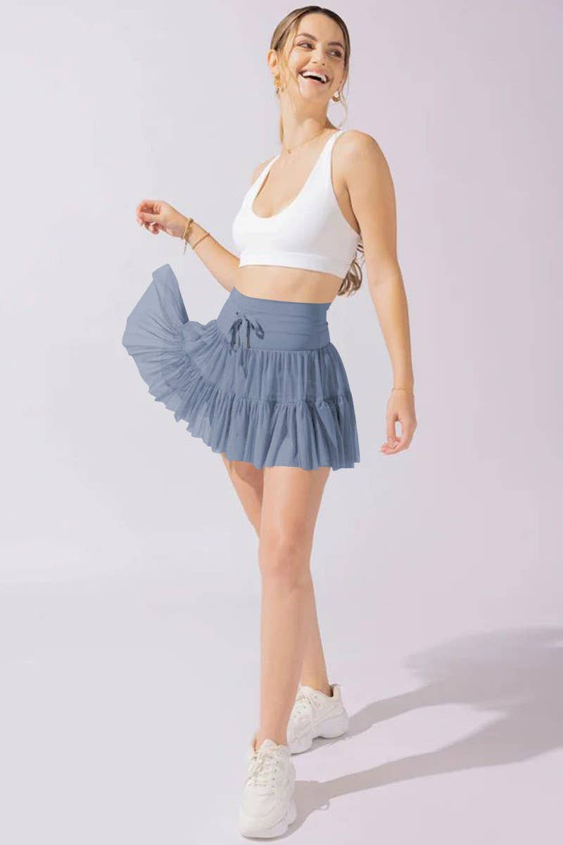 WOMEN'S HIGH WAIST LACE-UP PLEATED SKIRT
