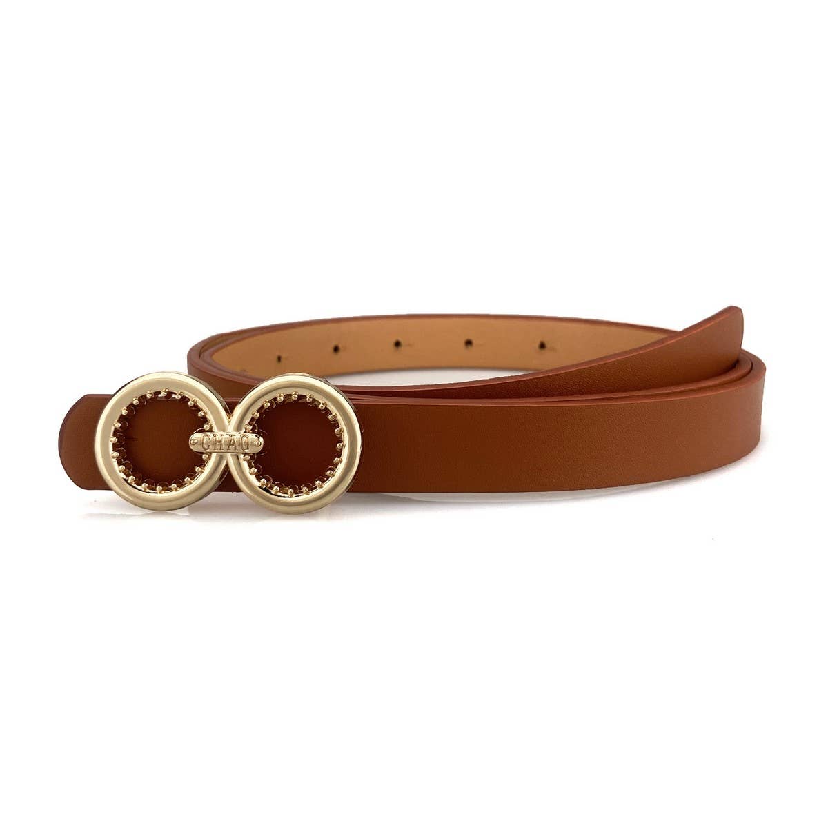 DOUBLE ROUND BUCKLE VERSATILE WOMEN'S THIN BELT_CWABE0693