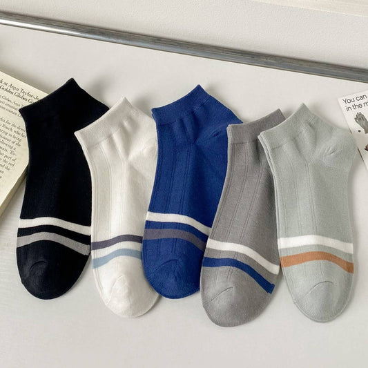 TWO-BAR SOLID COLOR BREATHABLE SOCKS FOR MEN