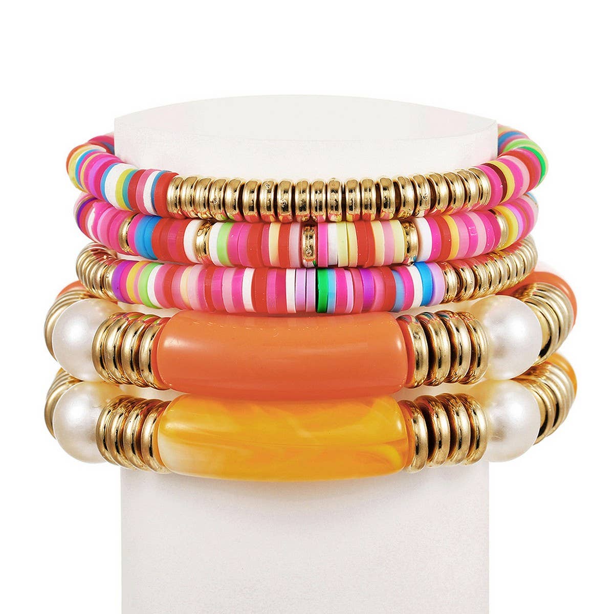 ETHNIC STYLE COLORFUL SOFT CLAY ACRYLIC BRACELETSET