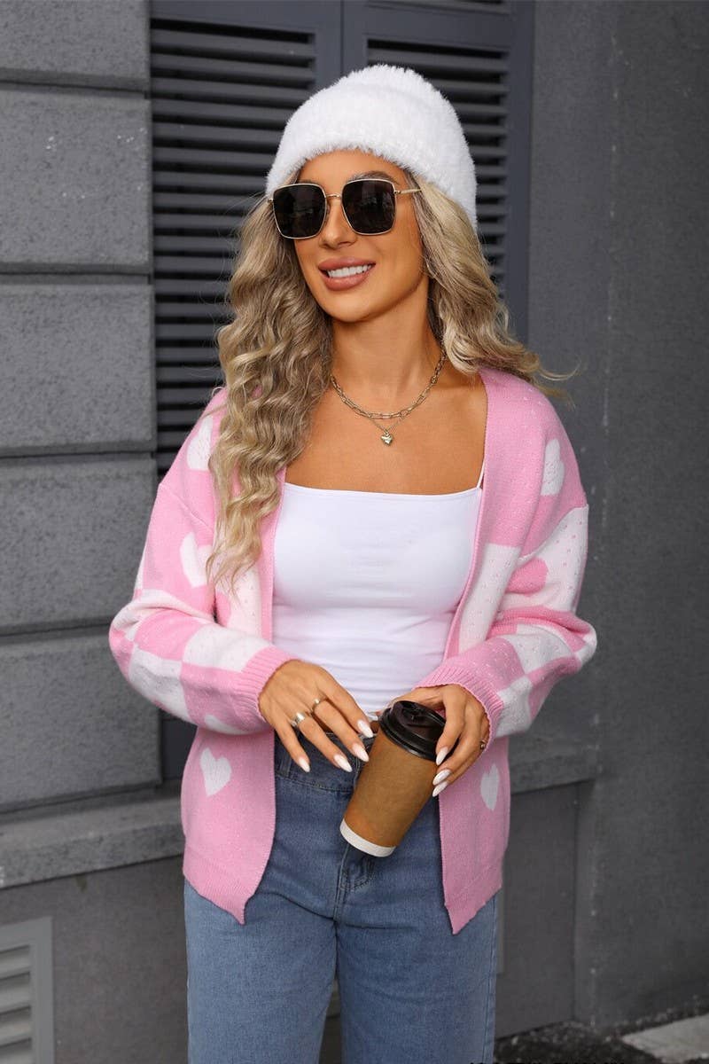 CWOCAL00799_VALENTINE HEART V NECK KNIT CARDIGAN