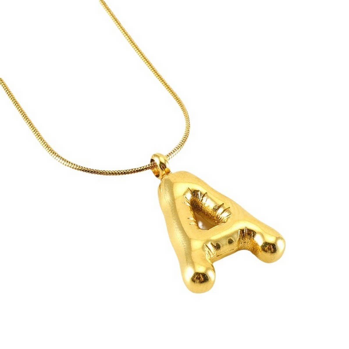 BALLOON STYLE 18K GOLD LETTER PENDANT NECKLACE_CWAJE0691